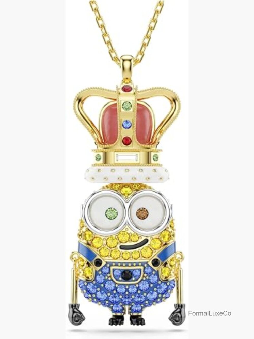 King Bob Minions Crystal Pendant Necklace Articulated Arms Lobster Clasp